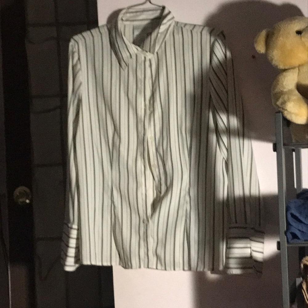 Striped button down.